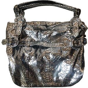 Metallic Sliver Snakeskin Purse